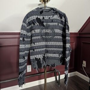 Balenciaga Thrashed Fair Isle Monogram Embroidered Unifit Crewneck Sweater
